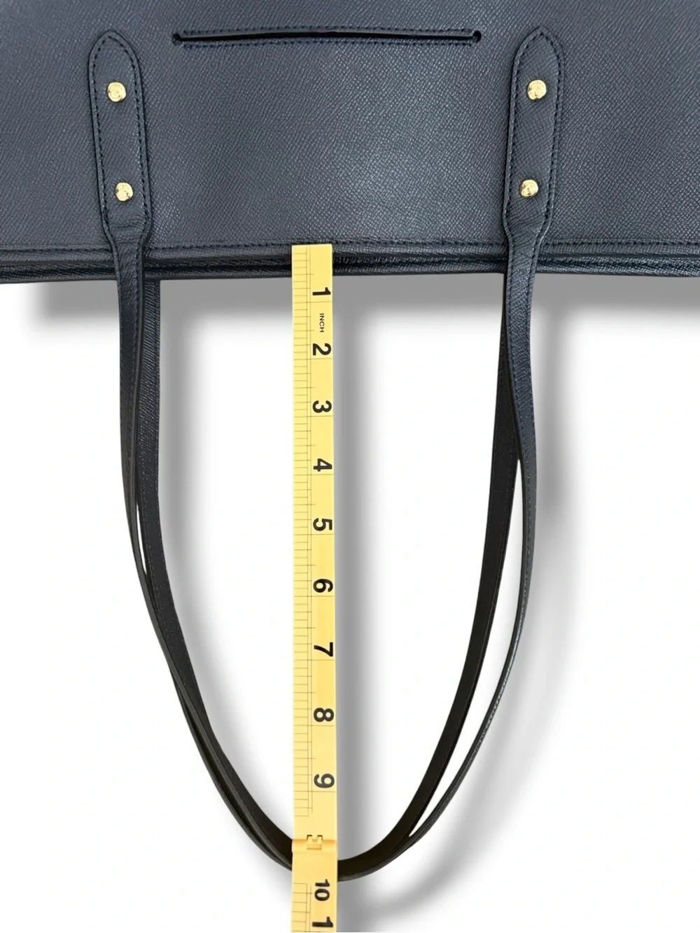 COACH Large City Tote Bag Coated Crossgrain Leather Tote, Navy, EUC - Picture 14 of 15